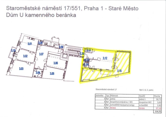 Půdorys StN 17_Byt 8 - 2. patro